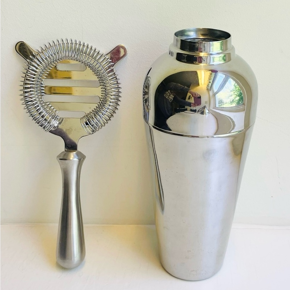 Vintage Cocktail Shaker and Strainer